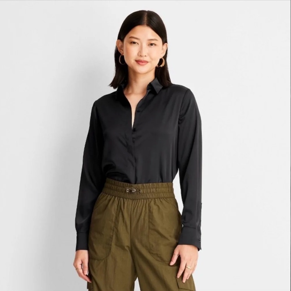 Black Satin Blouse